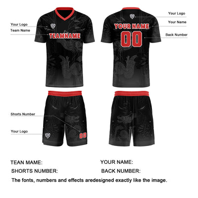 Custom Black Red Jerseys for Men Women Personalized Soccer Uniforms for Adult and Kid enthsush