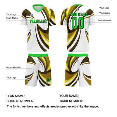 Custom White Yellow Jerseys for Men Women Personalized Soccer Uniforms for Adult and Kid enthsush