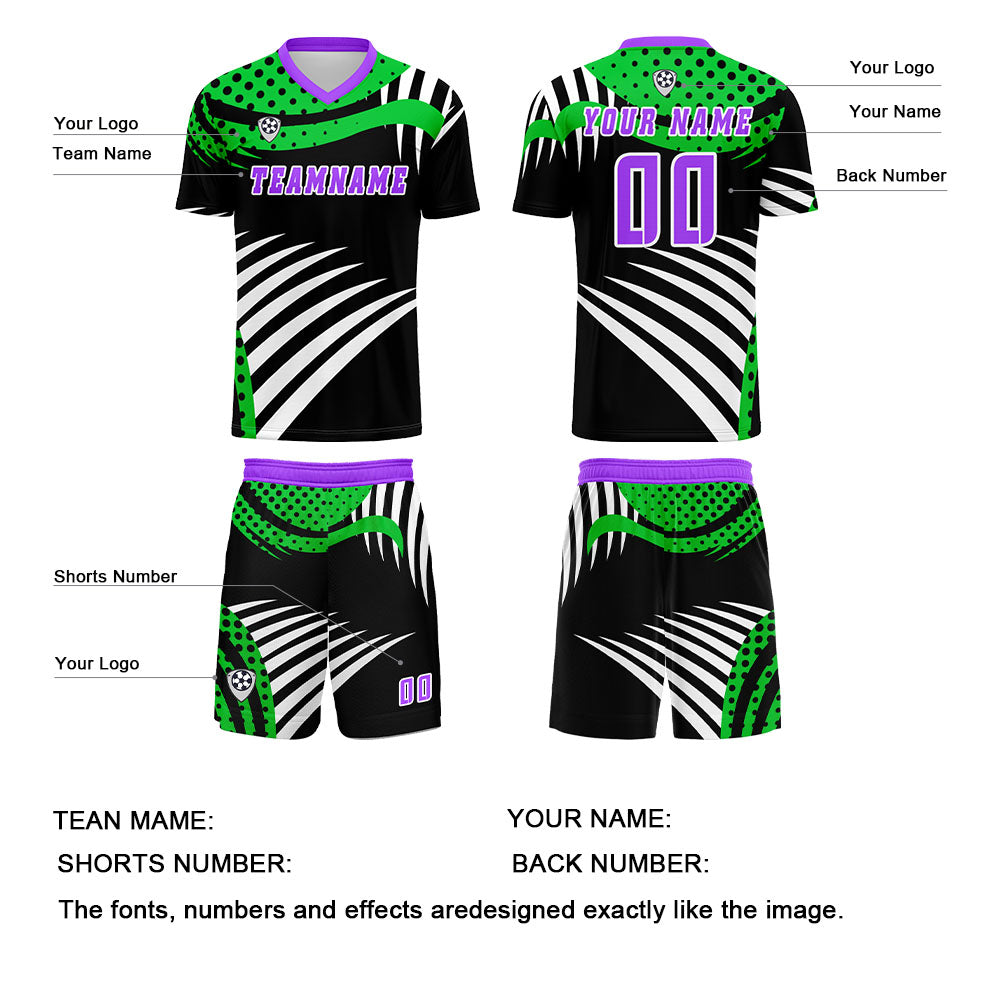 Custom Green Purple Jerseys for Men Women Personalized Soccer Uniforms for Adult and Kid enthsush