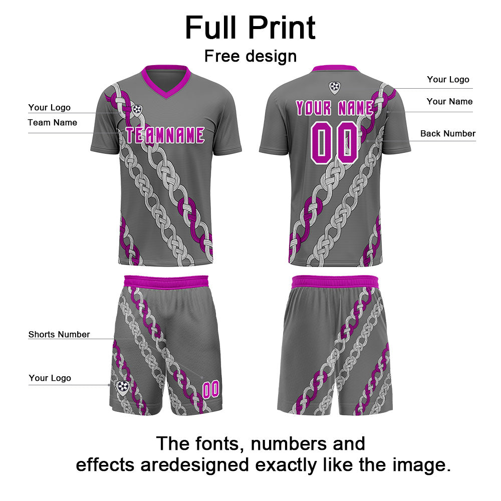 Custom Gray Soccer Jerseys for Men Women Personalized Soccer Uniforms for Adult and Kid enthsush