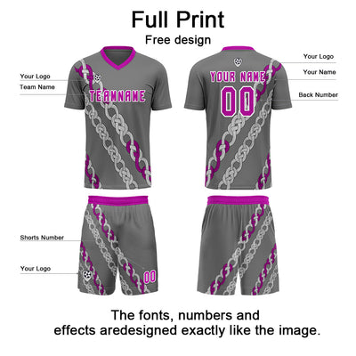 Custom Gray Soccer Jerseys for Men Women Personalized Soccer Uniforms for Adult and Kid enthsush