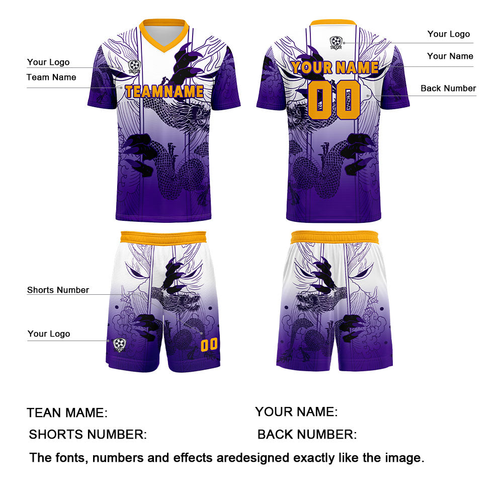 Custom White Purple Jerseys for Men Women Personalized Soccer Uniforms for Adult and Kid enthsush