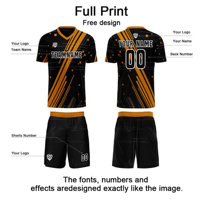 Custom Black Orange Jerseys for Men Women Personalized Soccer Uniforms for Adult and Kid enthsush