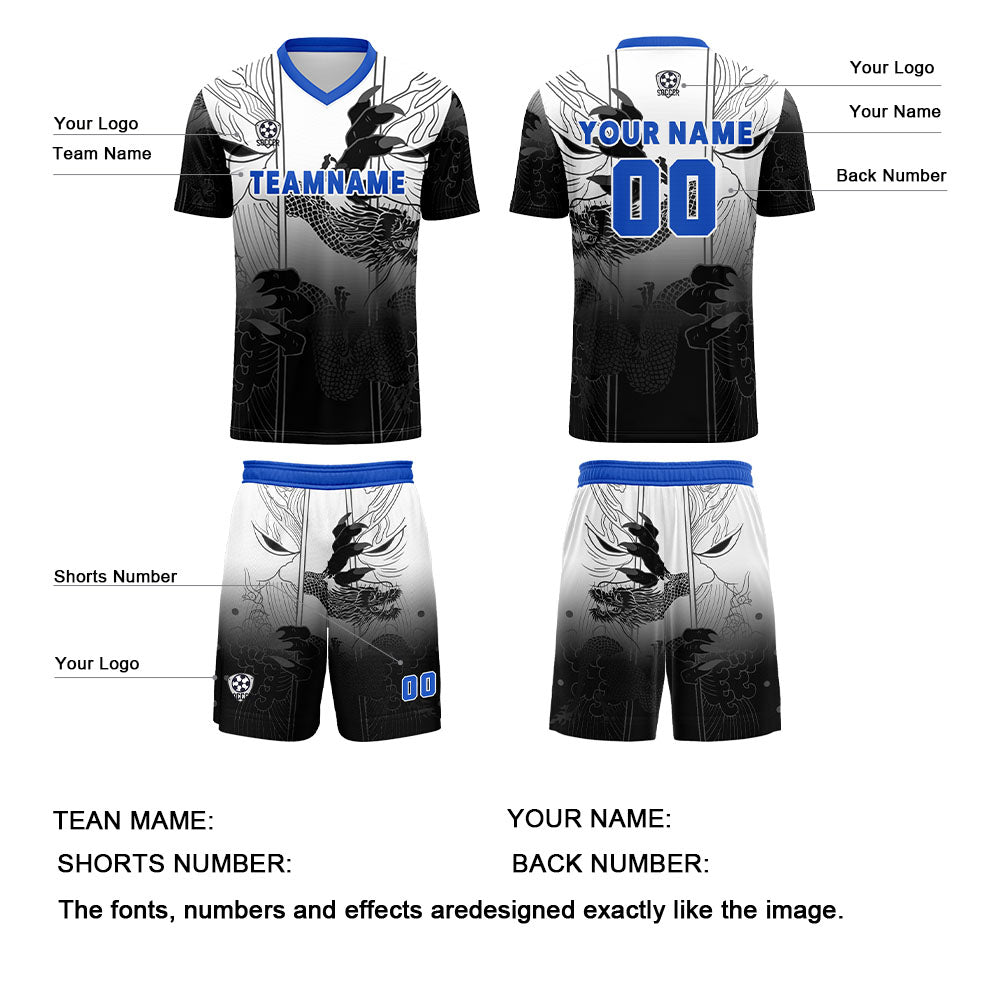 Custom Black Blue Jerseys for Men Women Personalized Soccer Uniforms for Adult and Kid enthsush