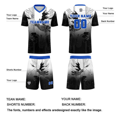 Custom Black Blue Jerseys for Men Women Personalized Soccer Uniforms for Adult and Kid enthsush