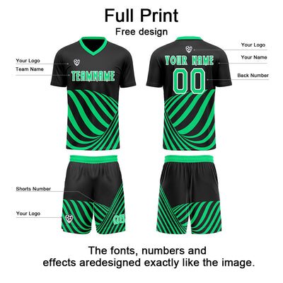 Custom Black Green Soccer Jerseys for Men Women Personalized Soccer Uniforms for Adult and Kid enthsush