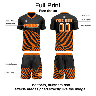 Custom Black Orange Soccer Jerseys for Men Women Personalized Soccer Uniforms for Adult and Kid enthsush