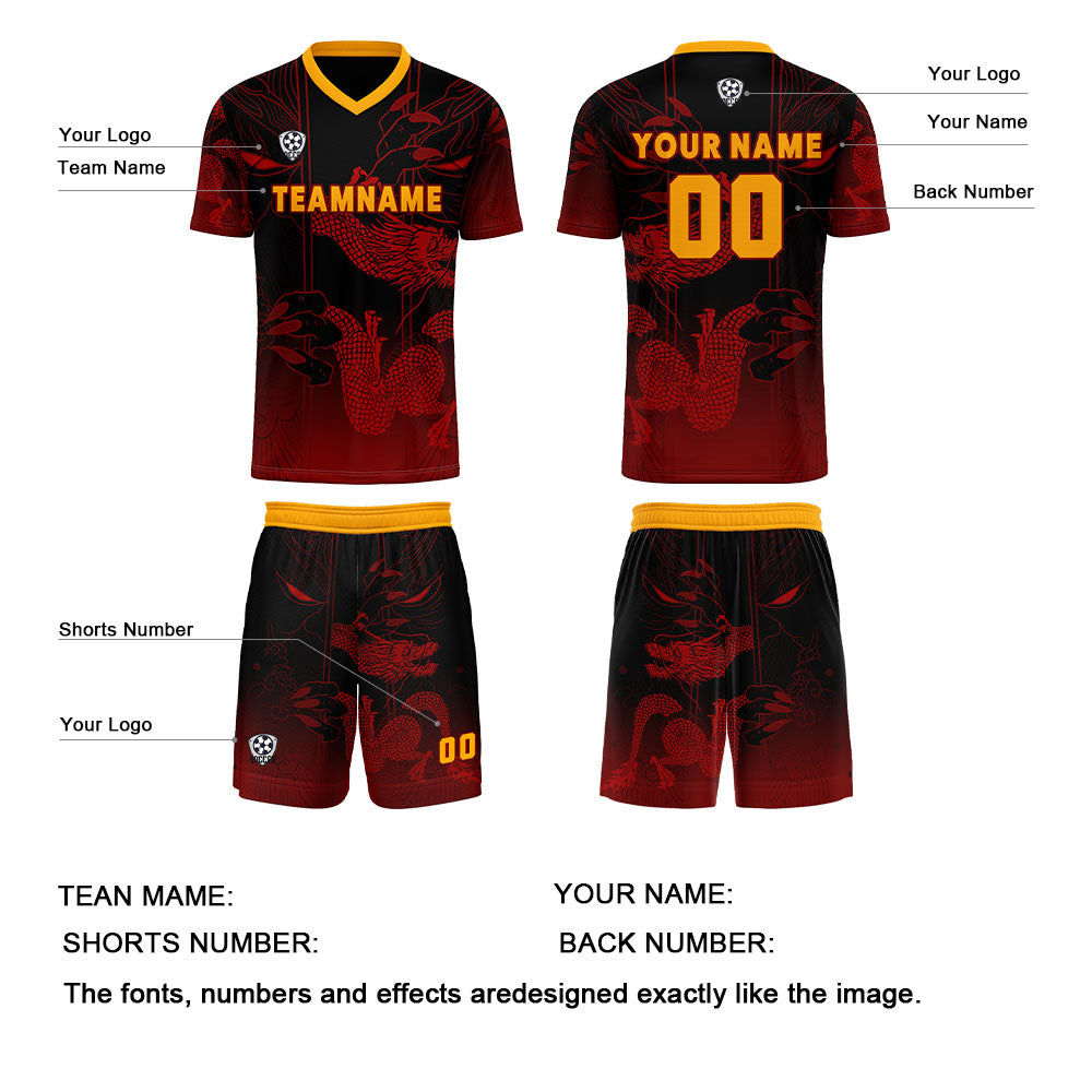 Custom Red Orange Jerseys for Men Women Personalized Soccer Uniforms for Adult and Kid enthsush