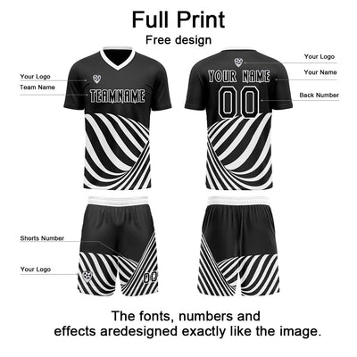 Custom Black White Soccer Jerseys for Men Women Personalized Soccer Uniforms for Adult and Kid enthsush