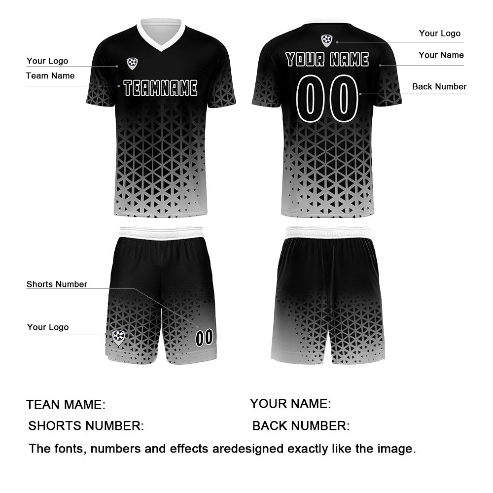 Custom Black White Jerseys for Men Women Personalized Soccer Uniforms for Adult and Kid enthsush