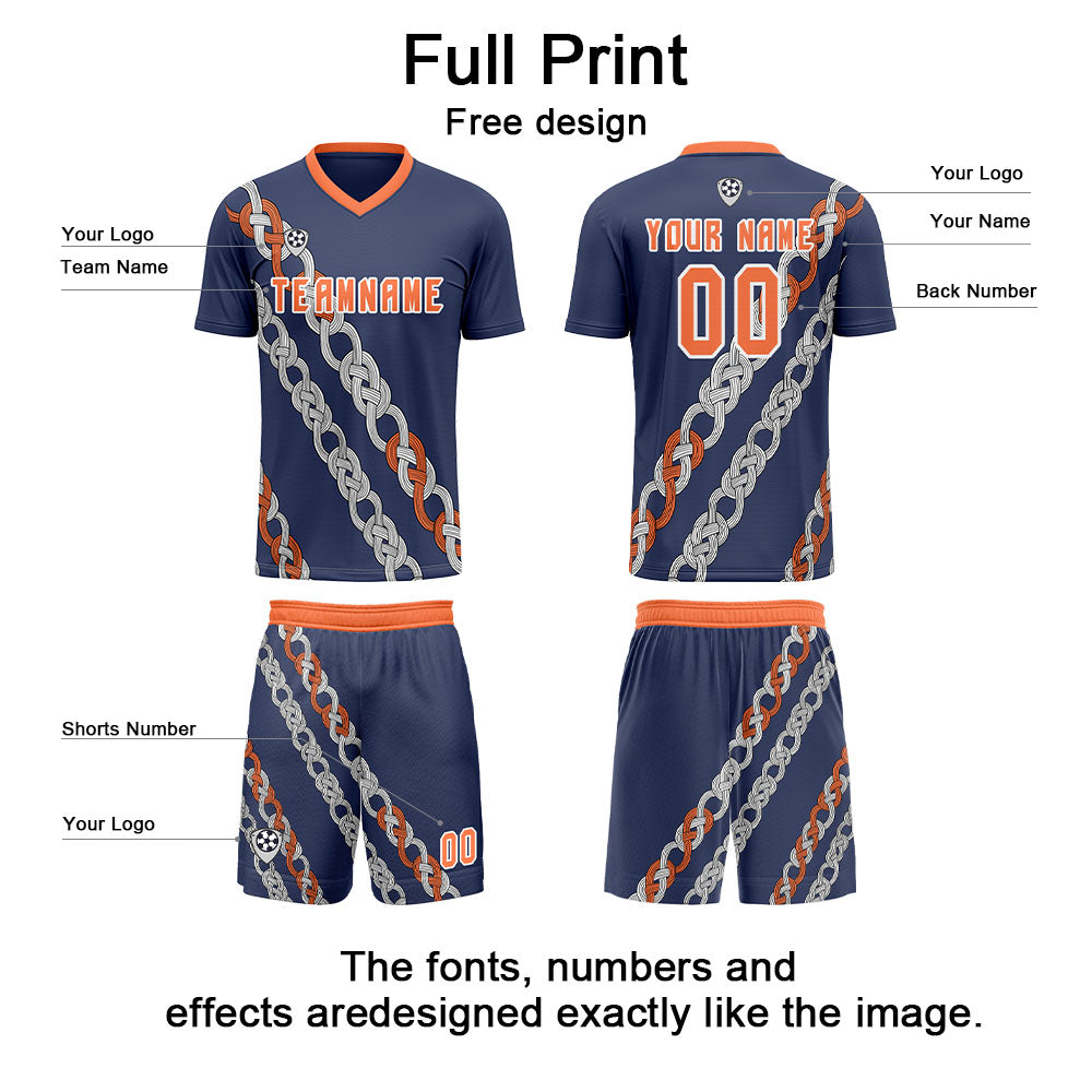 Custom Blue Orange Soccer Jerseys for Men Women Personalized Soccer Uniforms for Adult and Kid enthsush