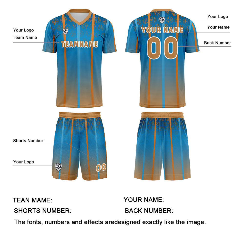 Custom Blue Brown Jerseys for Men Women Personalized Soccer Uniforms for Adult and Kid enthsush
