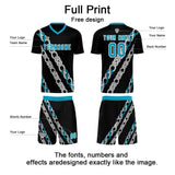 Custom Black Teal Soccer Jerseys for Men Women Personalized Soccer Uniforms for Adult and Kid