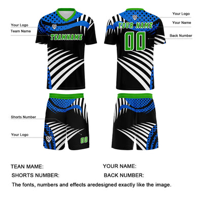 Custom Blue Green Jerseys for Men Women Personalized Soccer Uniforms for Adult and Kid enthsush