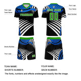 Custom Blue Green Jerseys for Men Women Personalized Soccer Uniforms for Adult and Kid