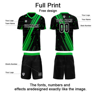 Custom Black Green Jerseys for Men Women Personalized Soccer Uniforms for Adult and Kid enthsush