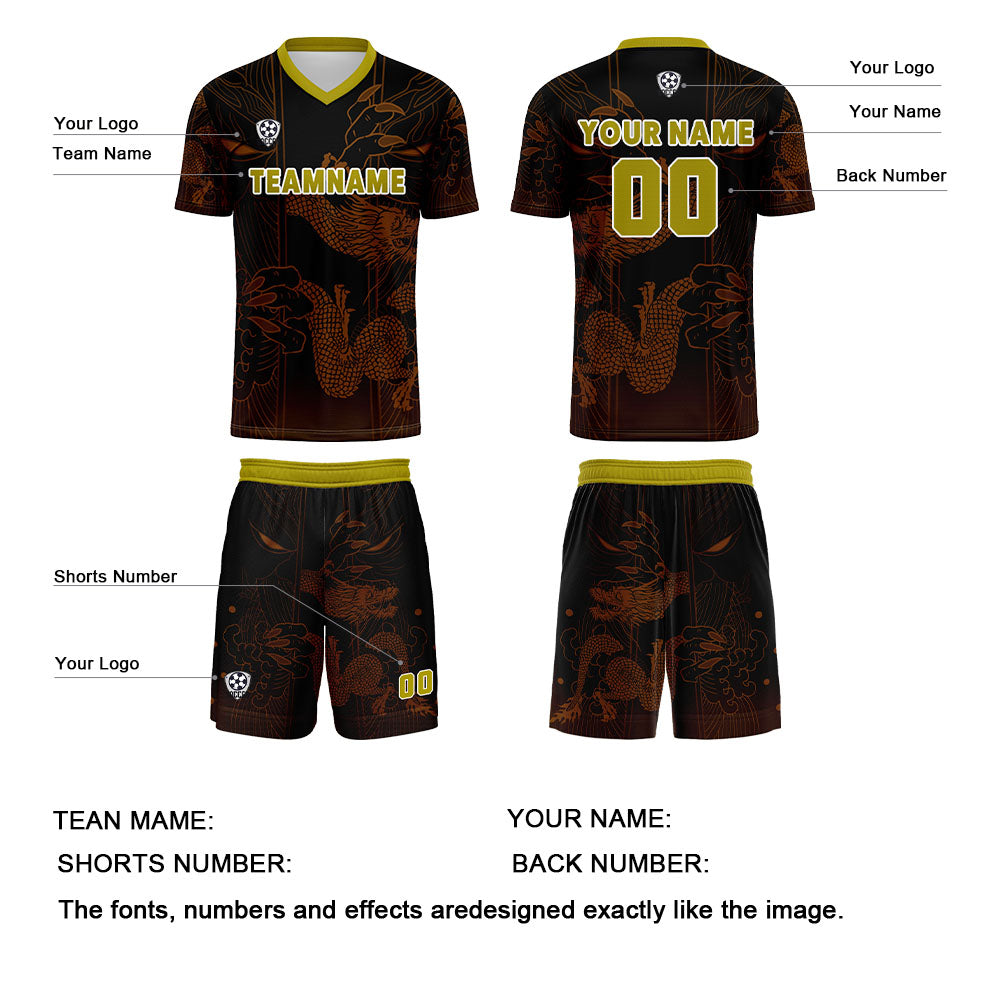 Custom Brown Black Jerseys for Men Women Personalized Soccer Uniforms for Adult and Kid enthsush