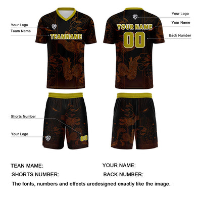 Custom Brown Black Jerseys for Men Women Personalized Soccer Uniforms for Adult and Kid enthsush