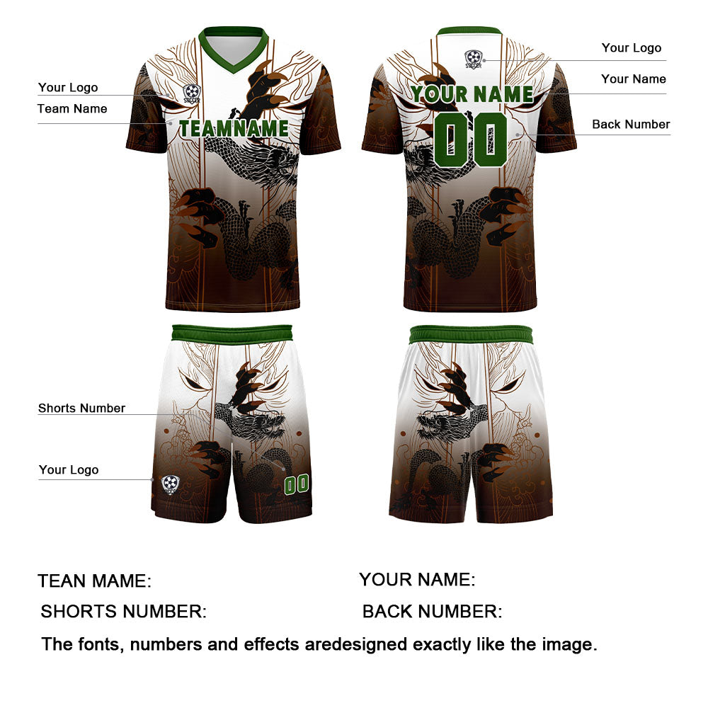 Custom Brown Green Jerseys for Men Women Personalized Soccer Uniforms for Adult and Kid enthsush