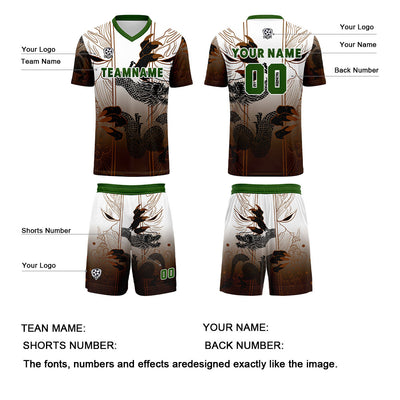 Custom Brown Green Jerseys for Men Women Personalized Soccer Uniforms for Adult and Kid enthsush