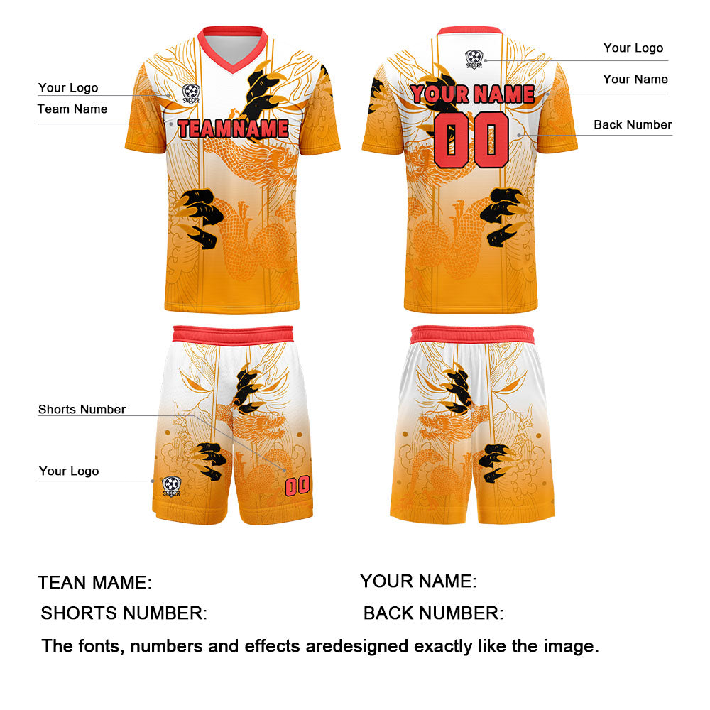 Custom Orange Red Jerseys for Men Women Personalized Soccer Uniforms for Adult and Kid enthsush