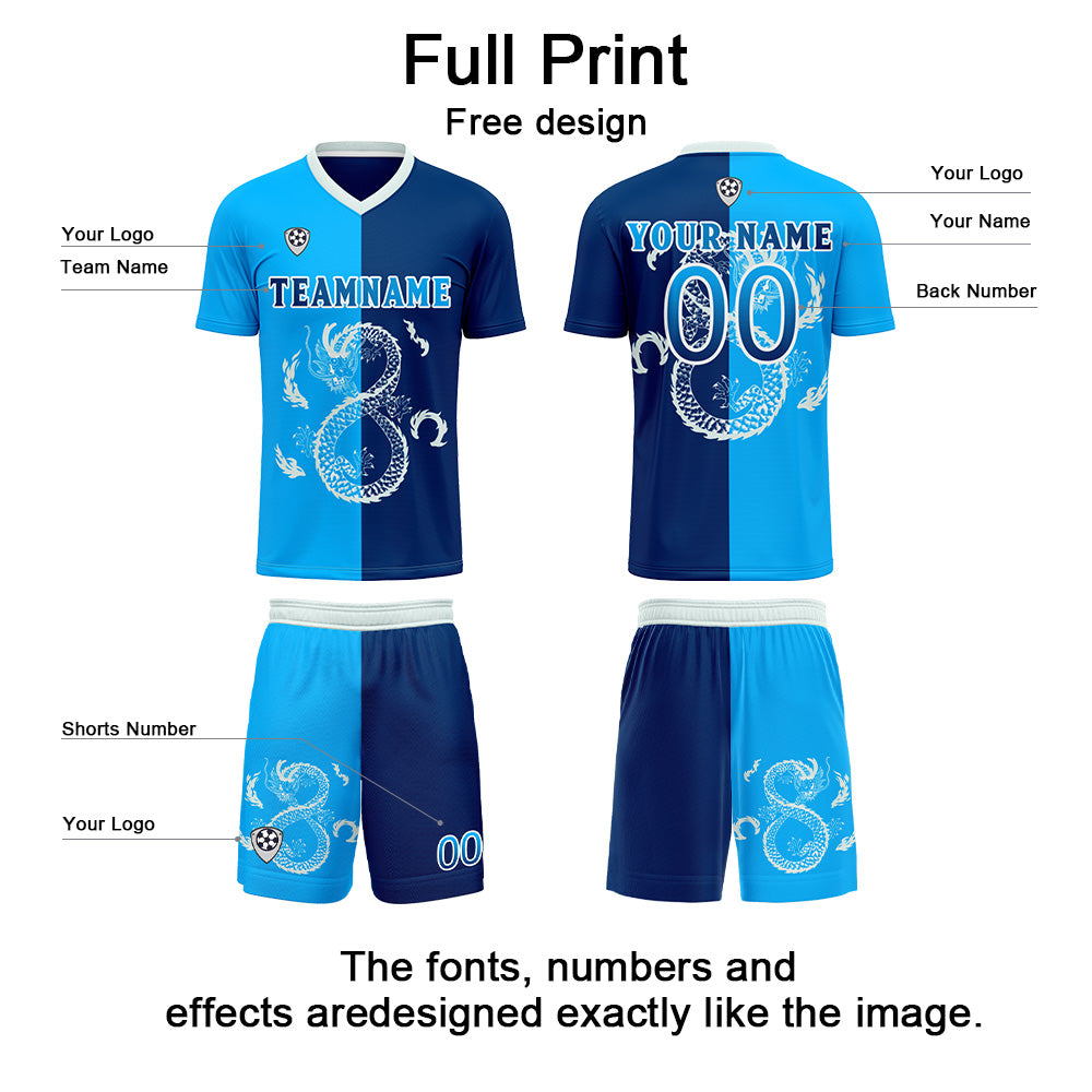 Custom Dark Blue Soccer Jerseys for Men Women Personalized Soccer Uniforms for Adult and Kid enthsush