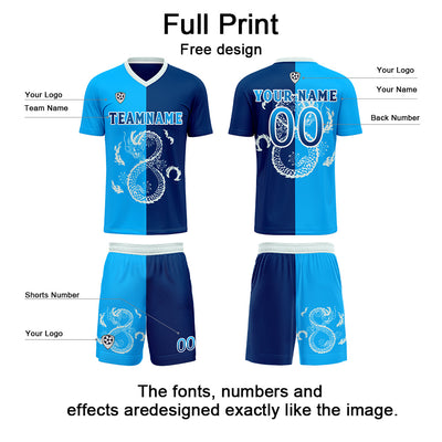 Custom Dark Blue Soccer Jerseys for Men Women Personalized Soccer Uniforms for Adult and Kid enthsush