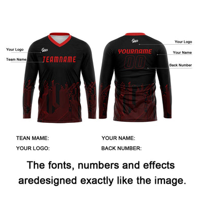 Custom Black Red Basketball Soccer Football Shooting Long T-Shirt for Adults and Kids enthsush