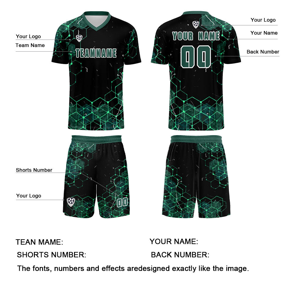 Custom Dark Green Jerseys for Men Women Personalized Soccer Uniforms for Adult and Kid enthsush