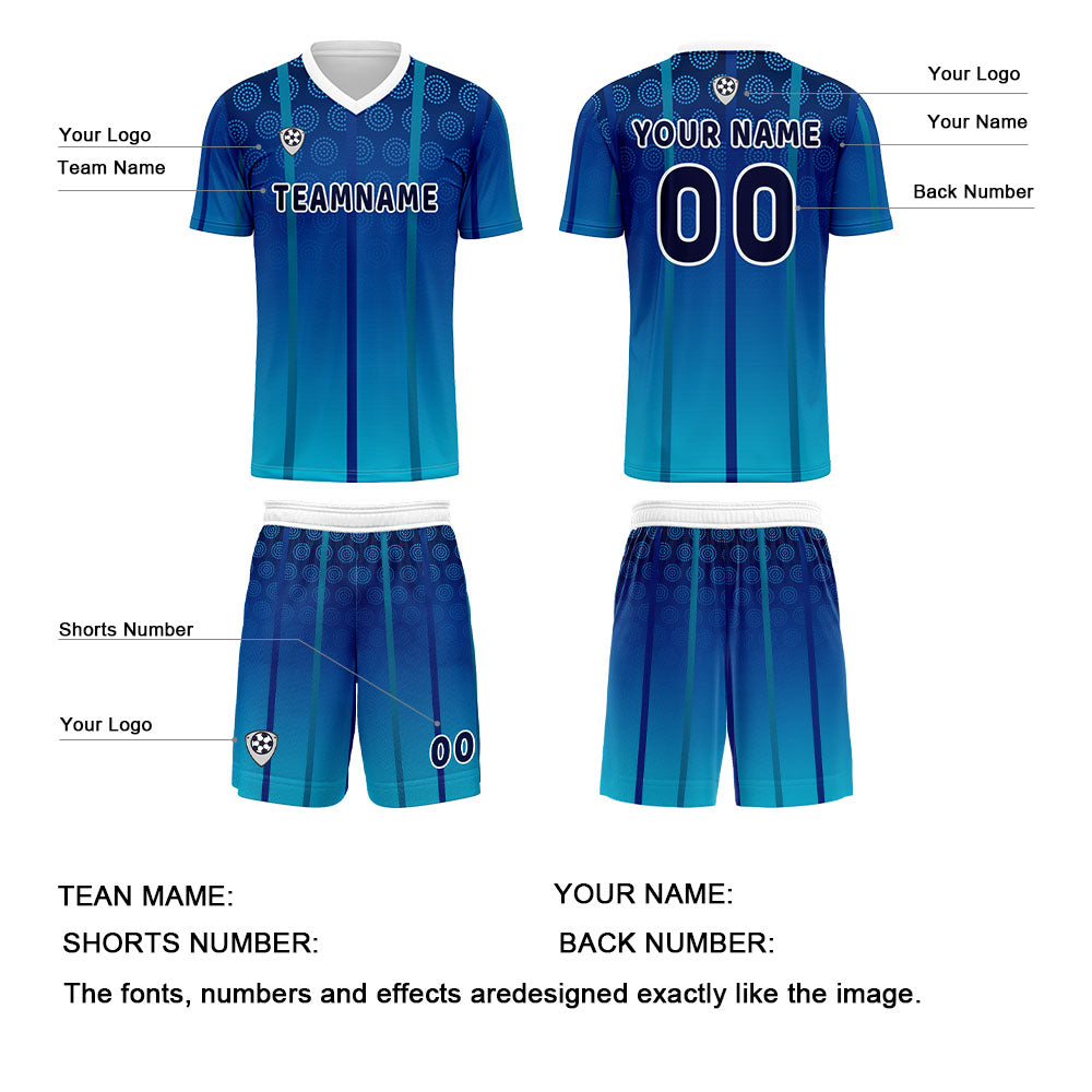 Custom Blue Jerseys for Men Women Personalized Soccer Uniforms for Adult and Kid enthsush