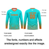 Custom Cyan Orange Basketball Soccer Football Shooting Long T-Shirt for Adults and Kids