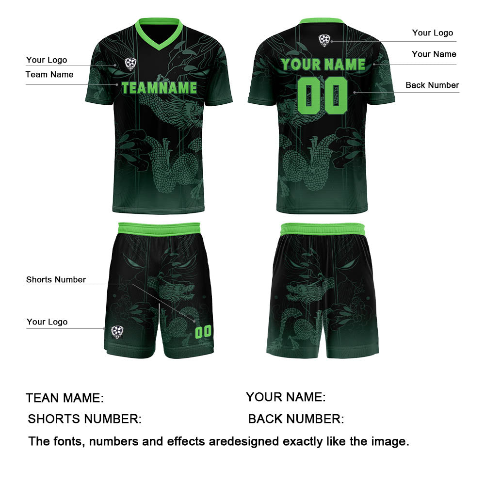 Custom Green Light Blue Jerseys for Men Women Personalized Soccer Uniforms for Adult and Kid enthsush