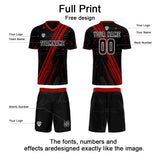Custom Black Red Jerseys for Men Women Personalized Soccer Uniforms for Adult and Kid