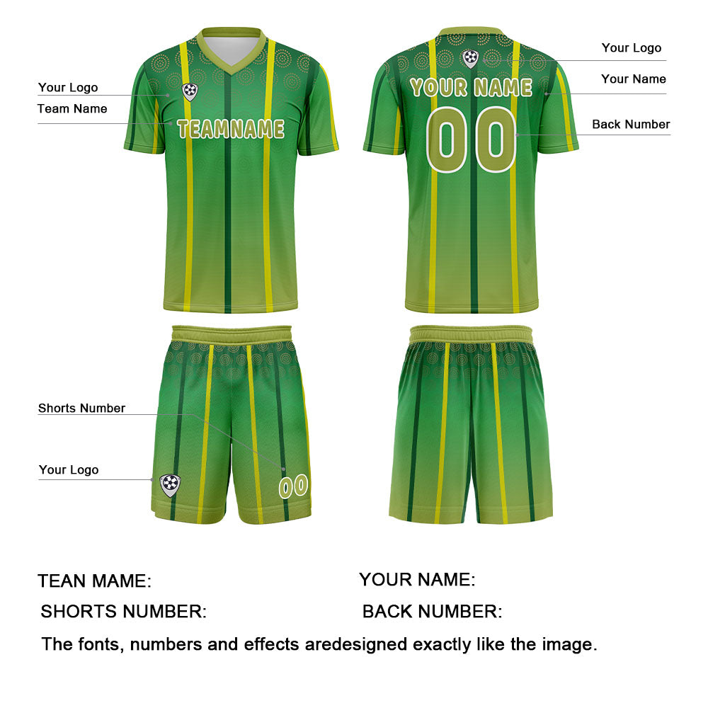 Custom Yellow Green Jerseys for Men Women Personalized Soccer Uniforms for Adult and Kid enthsush