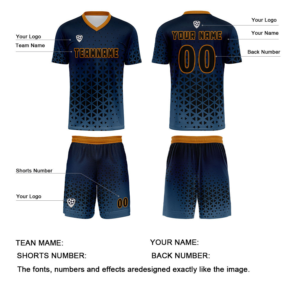 Custom Blue Orange Jerseys for Men Women Personalized Soccer Uniforms for Adult and Kid enthsush