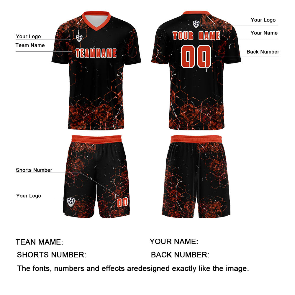 Custom Orange Jerseys for Men Women Personalized Soccer Uniforms for Adult and Kid enthsush