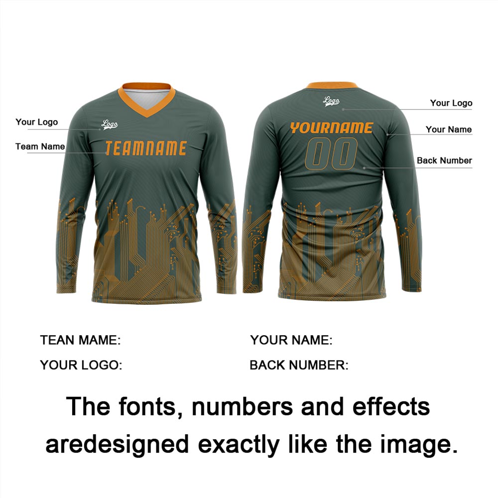 Custom Green Orange Basketball Soccer Football Shooting Long T-Shirt for Adults and Kids enthsush