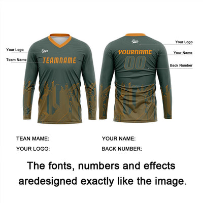 Custom Green Orange Basketball Soccer Football Shooting Long T-Shirt for Adults and Kids enthsush