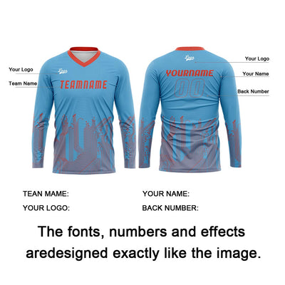 Custom Sky Blue Orange Red Basketball Soccer Football Shooting Long T-Shirt for Adults and Kids enthsush