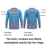 Custom Sky Blue Orange Red Basketball Soccer Football Shooting Long T-Shirt for Adults and Kids