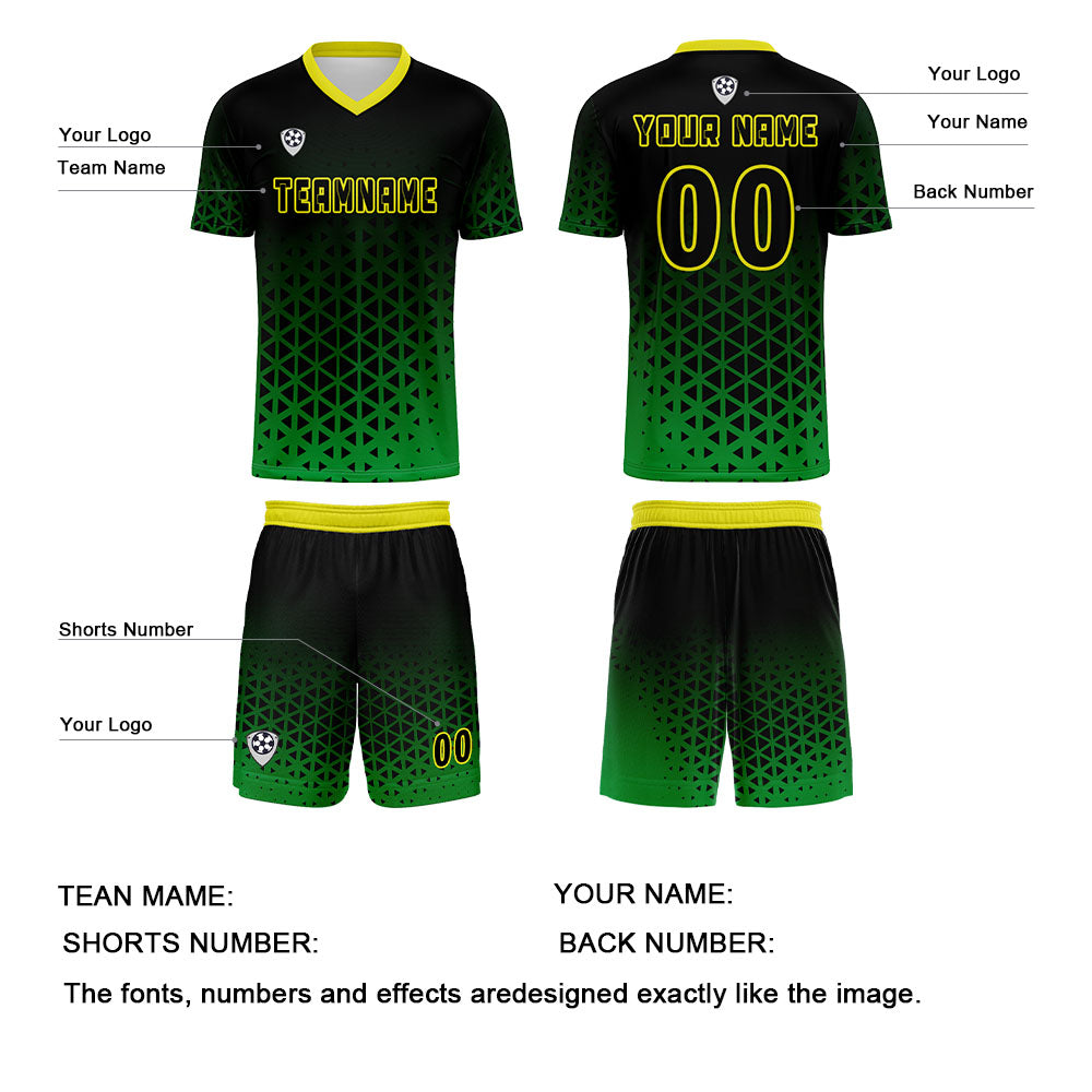 Custom Green Yellow Jerseys for Men Women Personalized Soccer Uniforms for Adult and Kid enthsush
