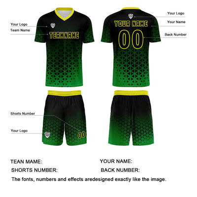 Custom Green Yellow Jerseys for Men Women Personalized Soccer Uniforms for Adult and Kid enthsush