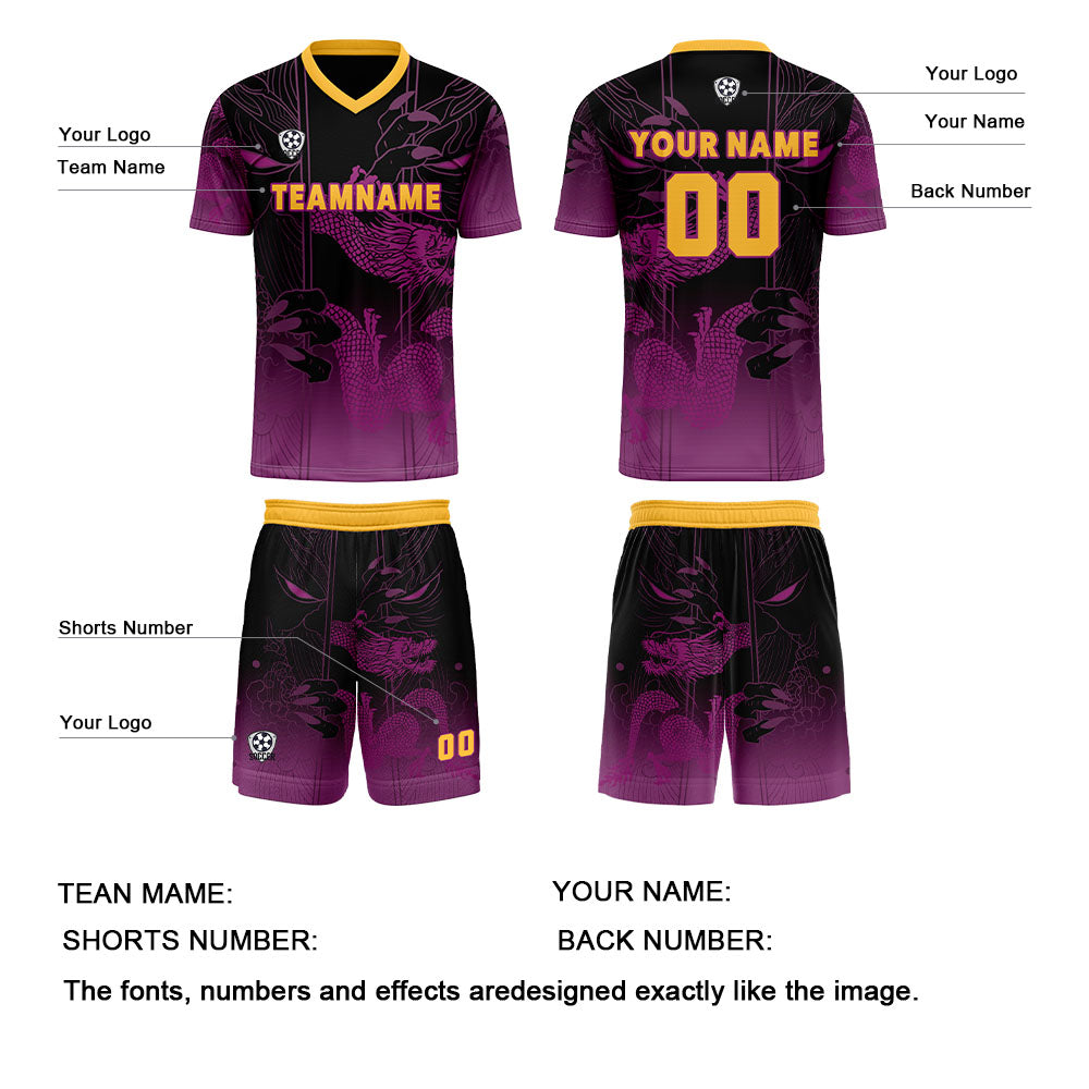 Custom Purple Orange Jerseys for Men Women Personalized Soccer Uniforms for Adult and Kid enthsush