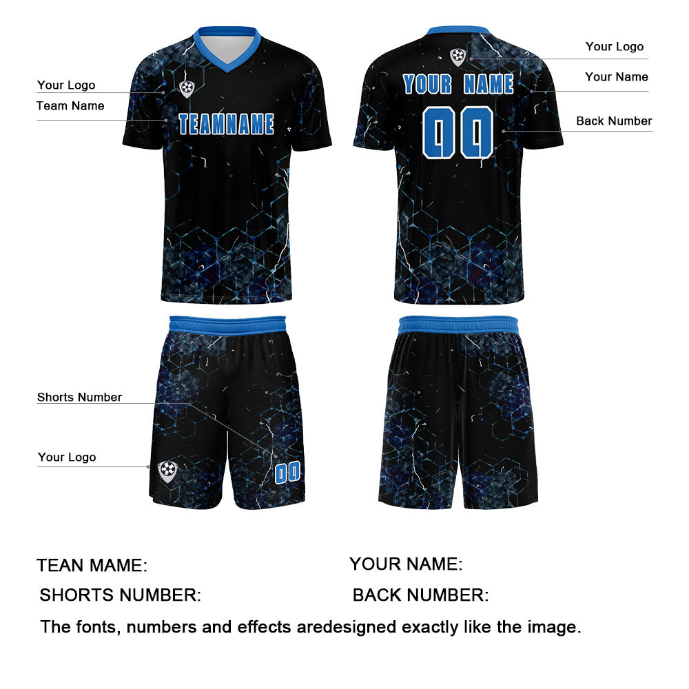 Custom Blue Jerseys for Men Women Personalized Soccer Uniforms for Adult and Kid enthsush