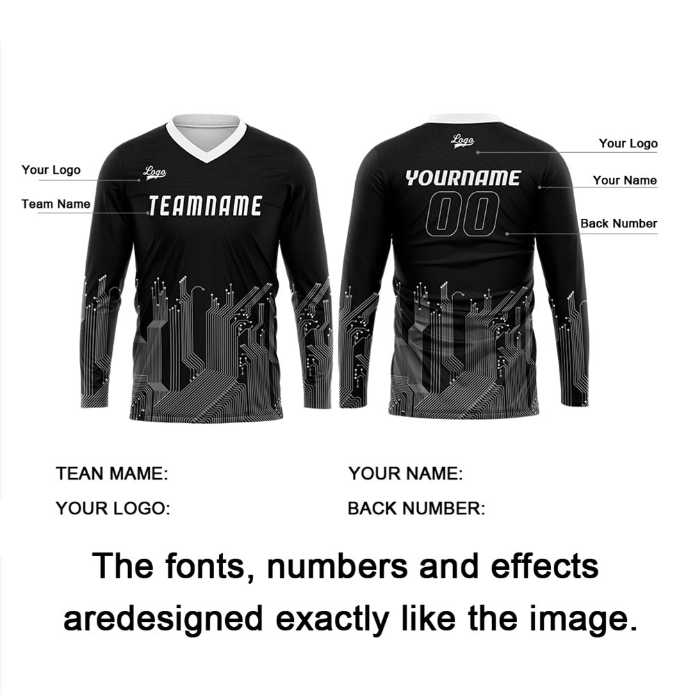 Custom Black White Basketball Soccer Football Shooting Long T-Shirt for Adults and Kids enthsush