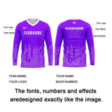 Custom Bright Purple White Basketball Soccer Football Shooting Long T-Shirt for Adults and Kids