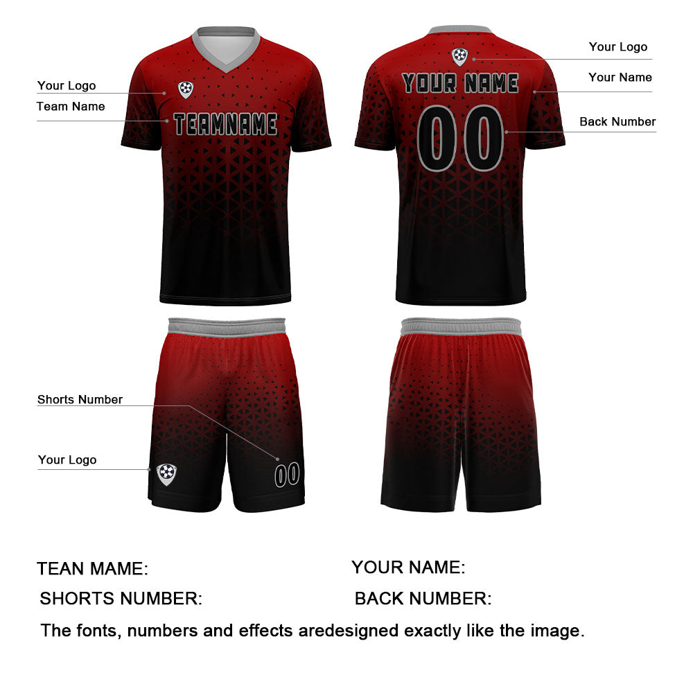 Custom Red Gray Jerseys for Men Women Personalized Soccer Uniforms for Adult and Kid enthsush