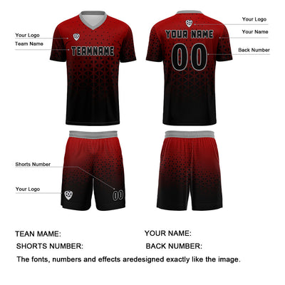 Custom Red Gray Jerseys for Men Women Personalized Soccer Uniforms for Adult and Kid enthsush