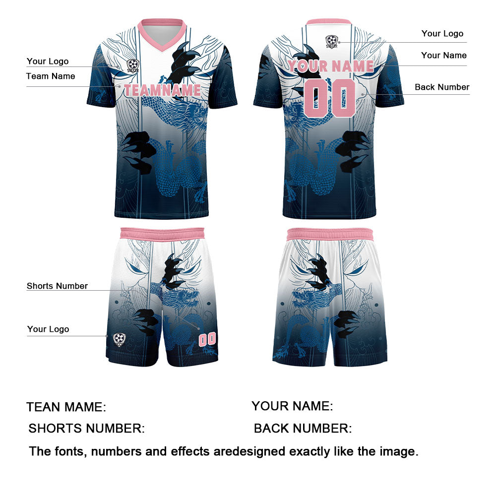 Custom Blue Pink Jerseys for Men Women Personalized Soccer Uniforms for Adult and Kid enthsush