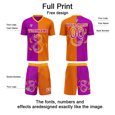 Custom Purple Orange Soccer Jerseys for Men Women Personalized Soccer Uniforms for Adult and Kid enthsush